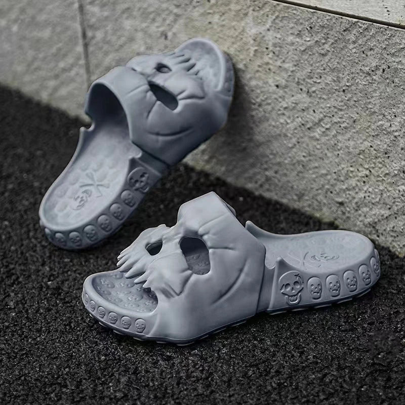 Stylish skull-themed slippers with a variety of color options for comfortable, versatile wear