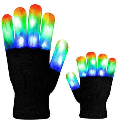 Vibrant Glow-in-the-Dark Party Gloves with Customizable Rainbow LED Lights for Dancing, Performing, and Everyday Wear