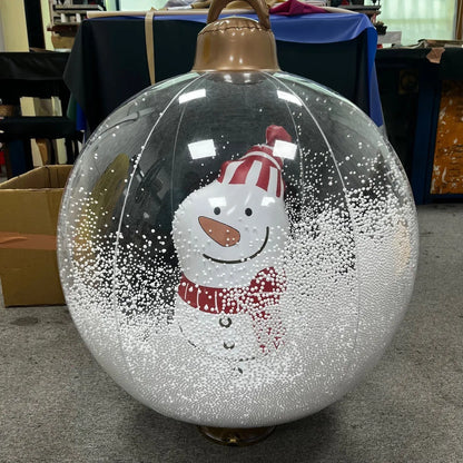 Red and white Santa Claus inflatable Christmas ball decoration hanging, approx 60cm in size.