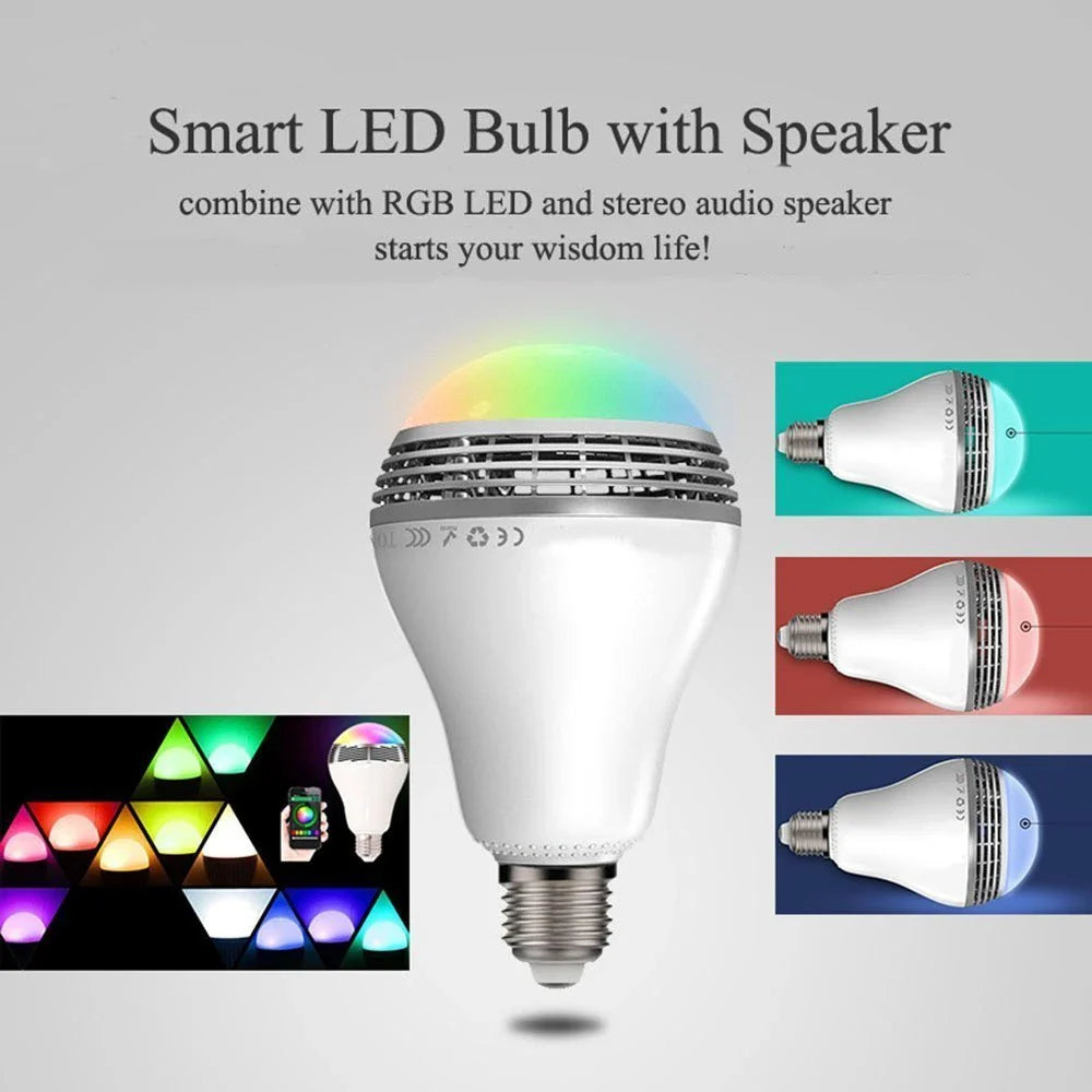 A stylish LED smart bulb with Bluetooth speaker capabilities, perfect for enhancing the ambiance and entertainment in UK homes.