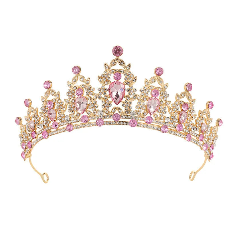 Baroque-style bridal crown headdress with sparkling rhinestones on a lightweight alloy frame, shown in silver colour.