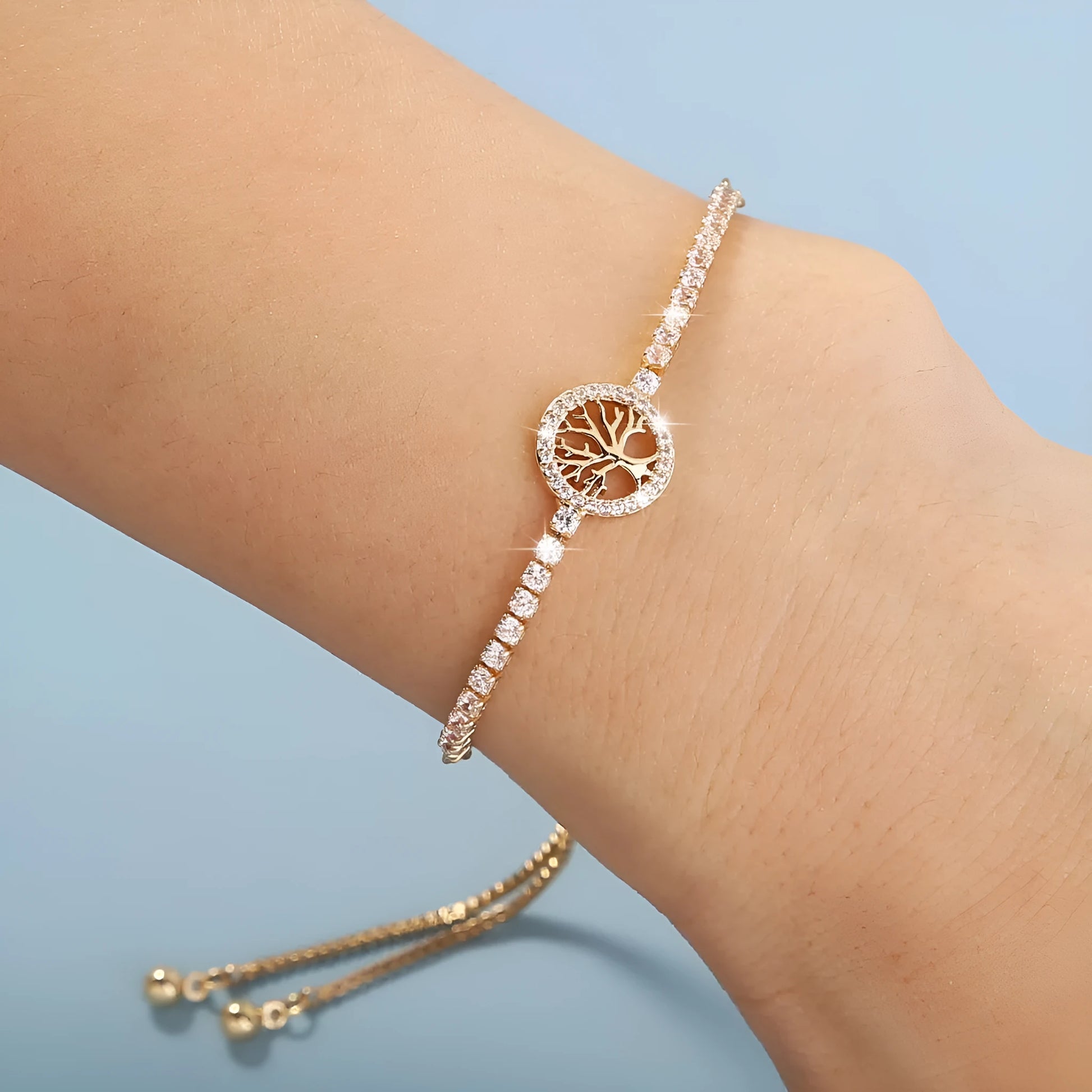 Electroplated lucky tree zircon bracelet for women in European American jewellery style