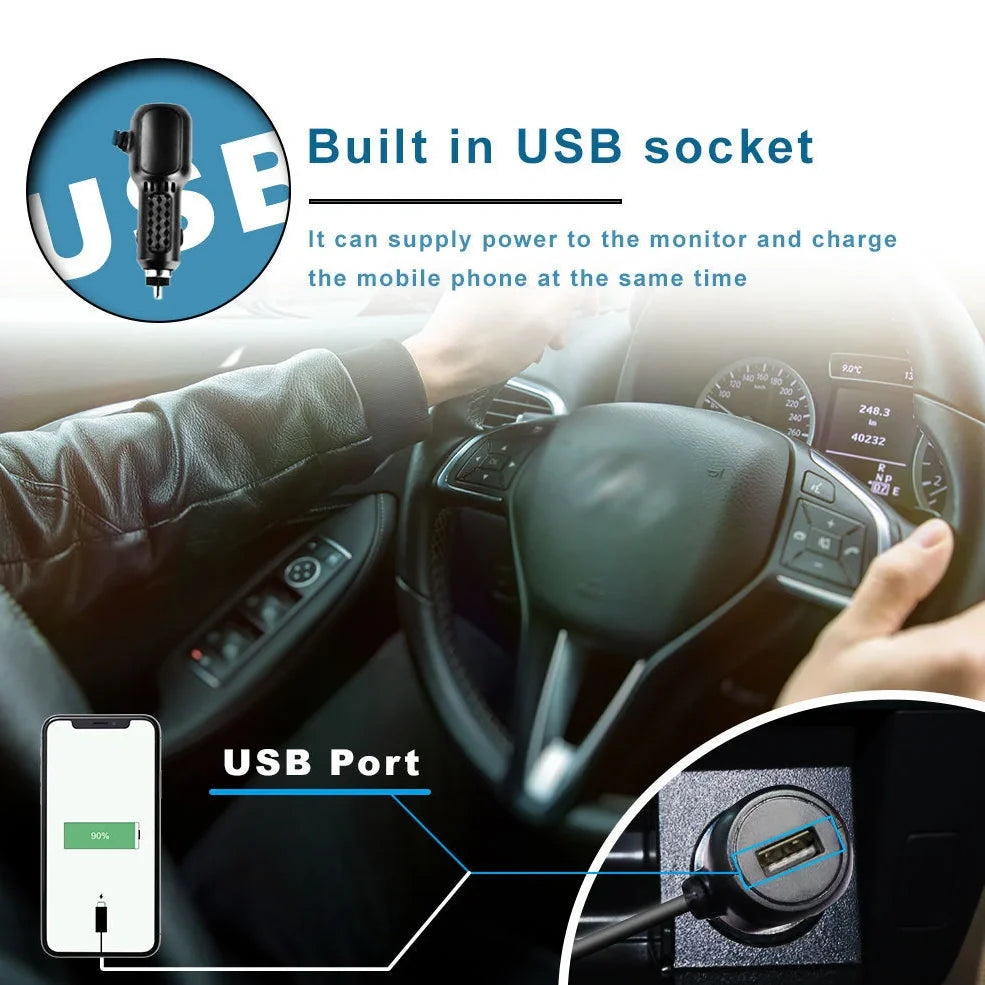 12-24V folding screen baby monitor with 4.3-inch display and rear camera for car installation