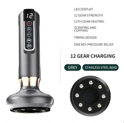 Electric Massage Body Cupping Set with 12 Adjustable Suction Levels, Infrared Heating, and One-Touch Pressure Relief for Relaxation, Slimming, and Anti-Cellulite Benefits