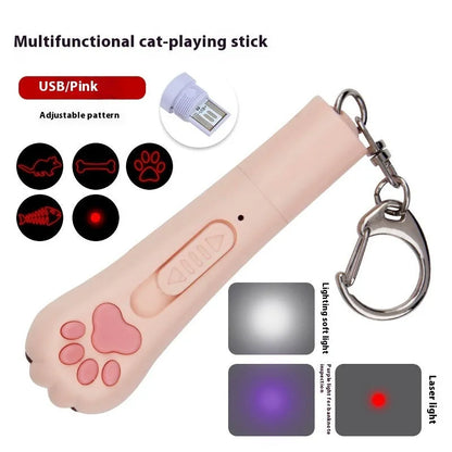 Infrared cat laser teasing stick with five patterns including cat footprints design