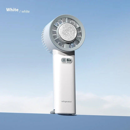 Powerful handheld turbo fan with ice-cooling technology for portable, refreshing airflow anytime