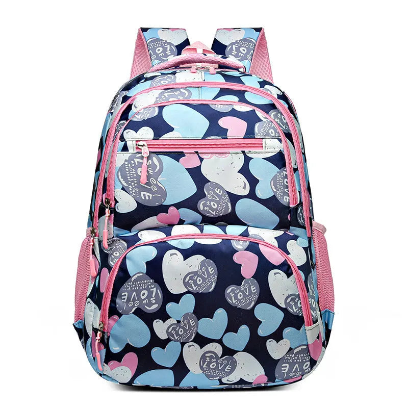 Blue student backpack with air pillow shoulder straps and Oxford cloth exterior