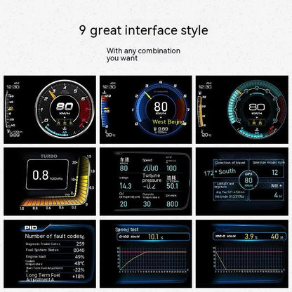 A600 OBDII driving computer with colour display showing vehicle data, GPS and BeiDou support