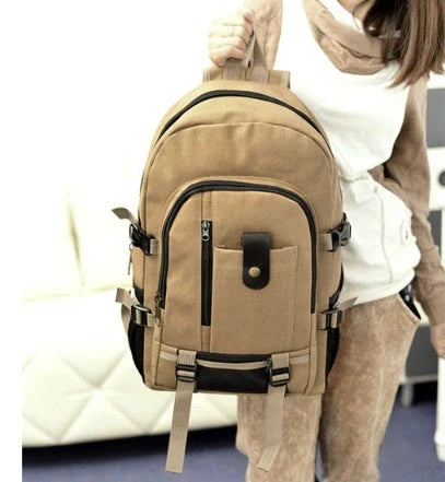 Stylish men's canvas backpack with zipper, perfect for students and professionals