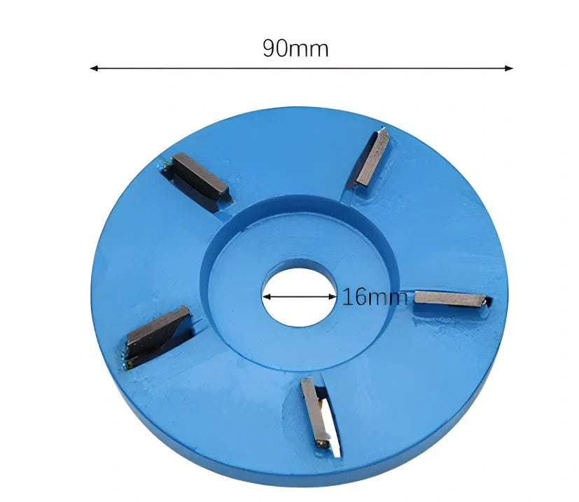 Meterk six-tooth wood carving disc for angle grinders with 16mm aperture and 90mm diameter