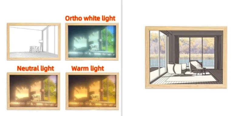 Customizable illuminated picture frame with adjustable LED lighting for home decor