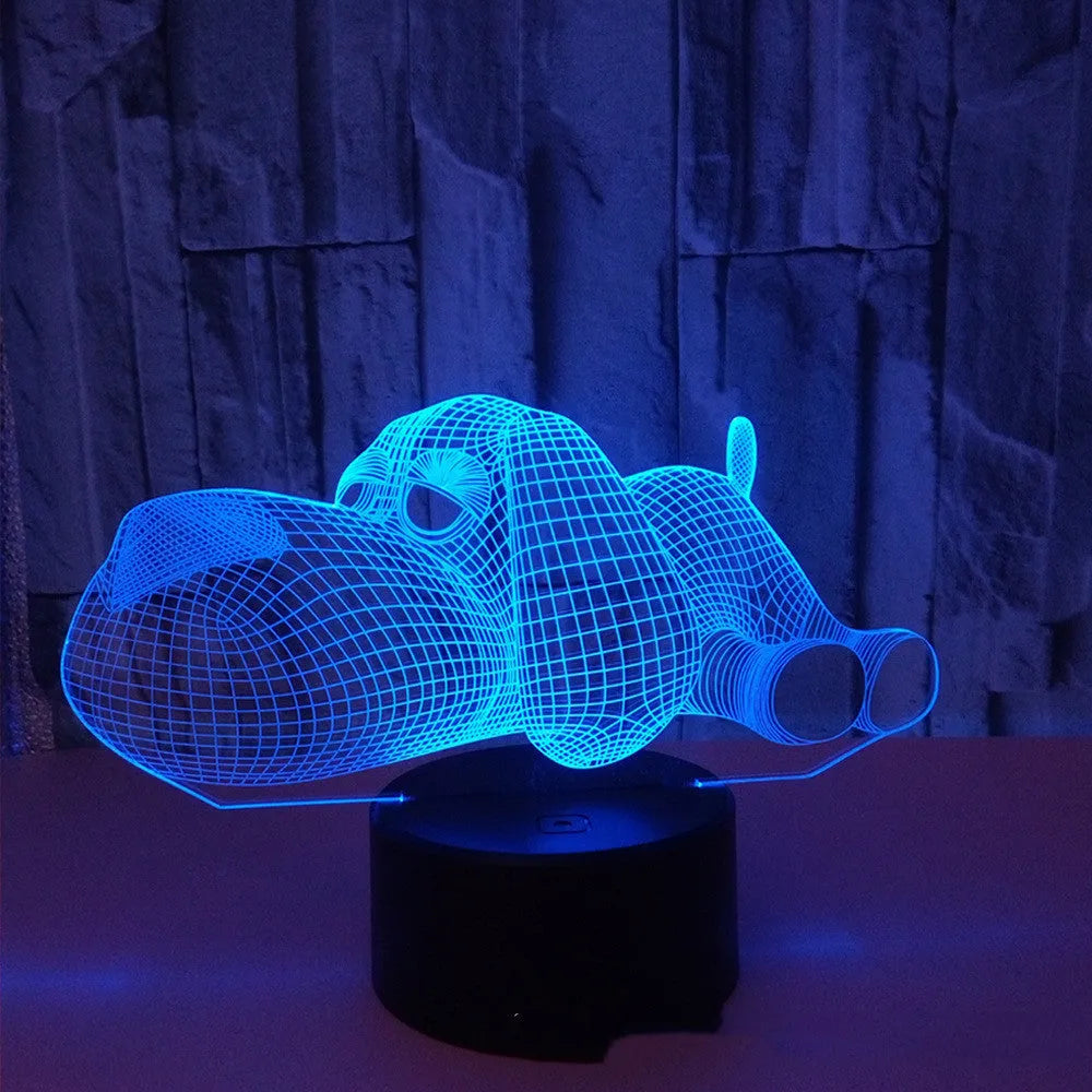Doggo desktop lamp with multicolour LED lighting and 3D dog figurine design