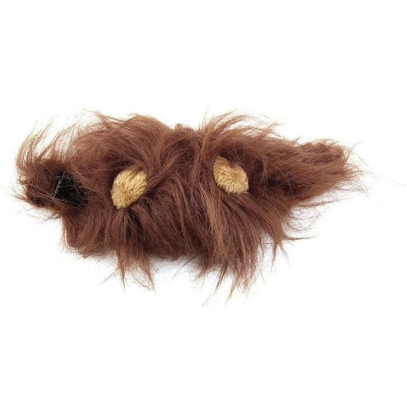 A charming pet hat with a fluffy lion mane and ears, designed to make your furry friend look like the king or queen of the jungle.