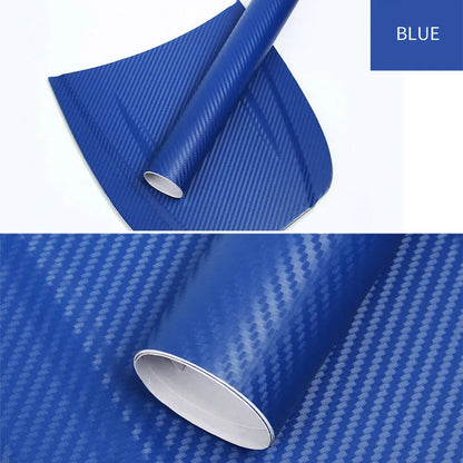 Carbon fibre car decoration sticker roll showing 3D texture in multiple colour options