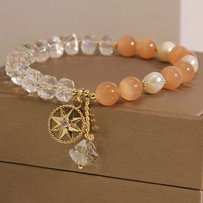 Orange eight Awn star bracelet with gold-plated inlay and artificial gemstones