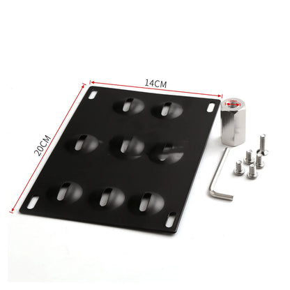 American licence plate frame with trailer hook for car modification on vehicle
