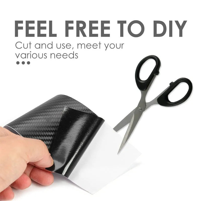 Matte black carbon fibre pattern adhesive roll for car door sill protection