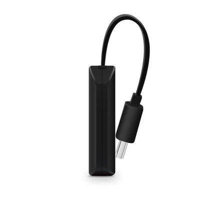 Black USB HDMI dongle for streaming video to TV at 1080p resolution.