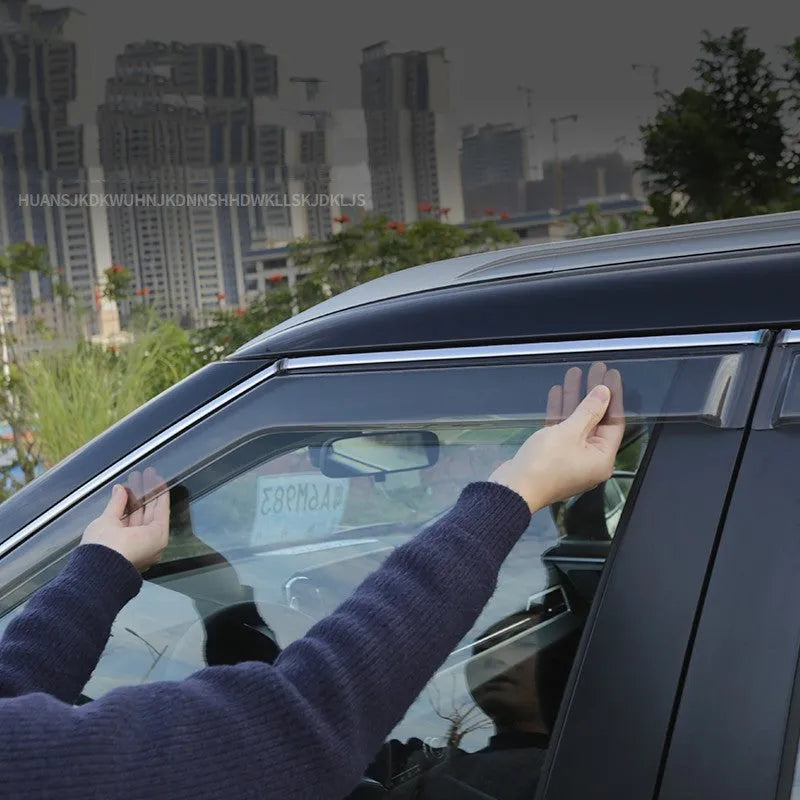 23 New Outlander Exterior Window Deflectors and Rain Guards for Modification in Engineering Plastic with Multiple Set Options Including 4-Piece and 6-Piece Sets Available in Black Warrior Style and Translucent Finishes