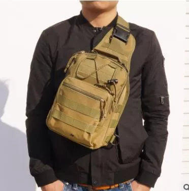 Compact camouflage canvas chest bag for outdoor sports, waterproof and lightweight