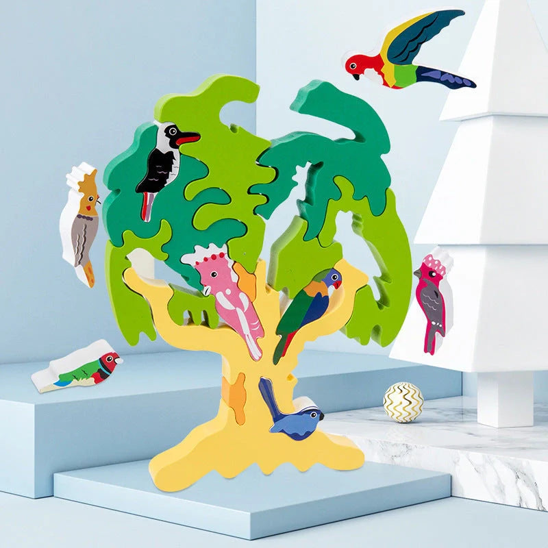 Wooden Bird Tree Three-dimensional Jigsaw Puzzle for children aged 4-6