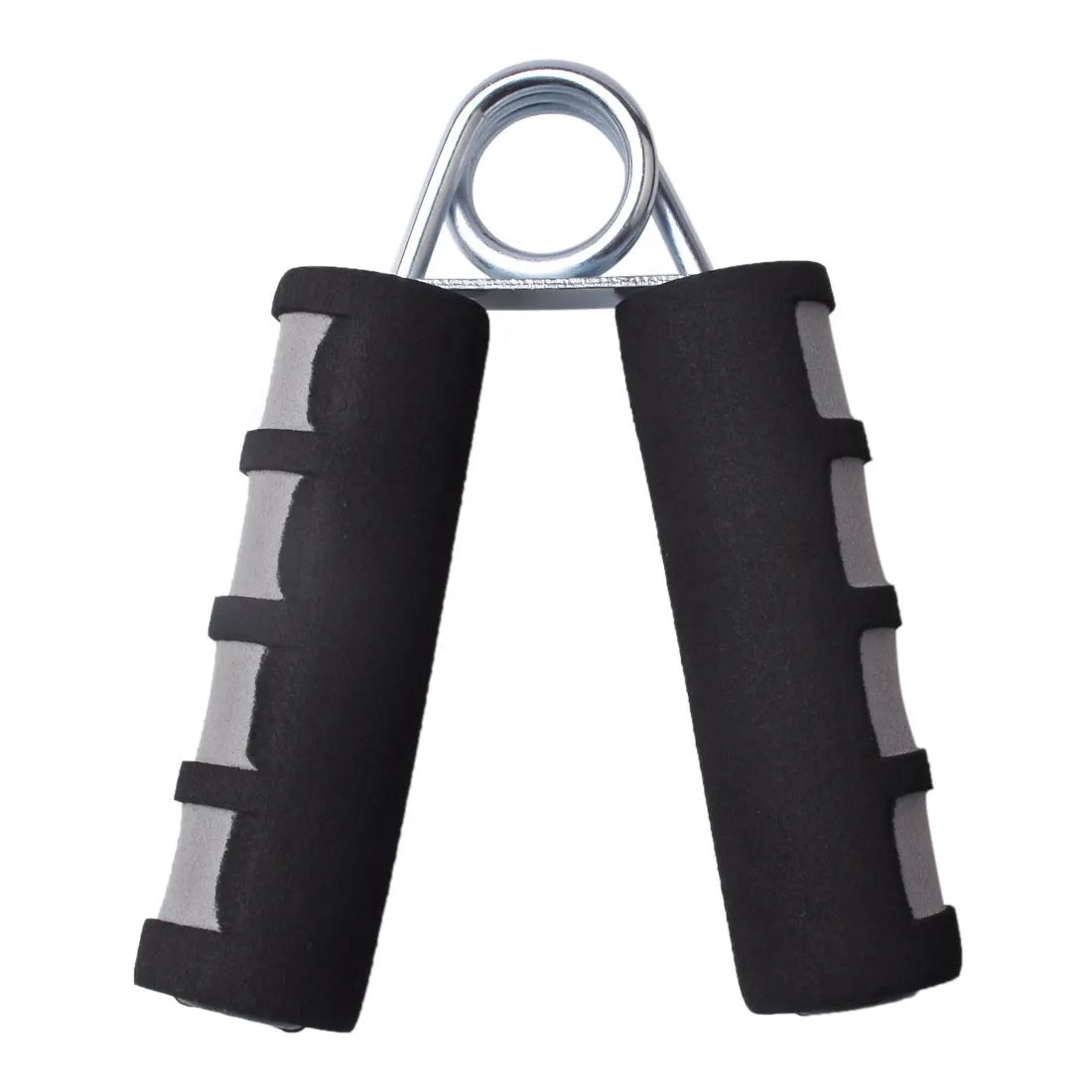 Hand grip strengthener with steel wire springs, sponge foam grip, 4.5cm, in Black gray, Black Blue, Black Red, Blue thread, or Dark green.