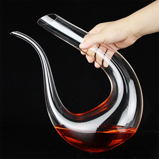 Premium crystal wine decanter with built-in pourer for effortless wine service and enhanced flavor profile
