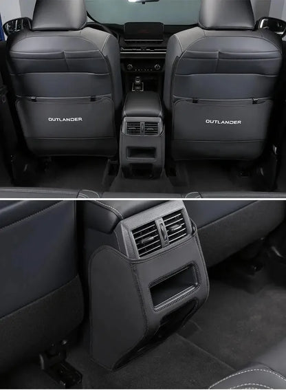 Three-piece anti-kick pad set for Outlander car seat leather protection
