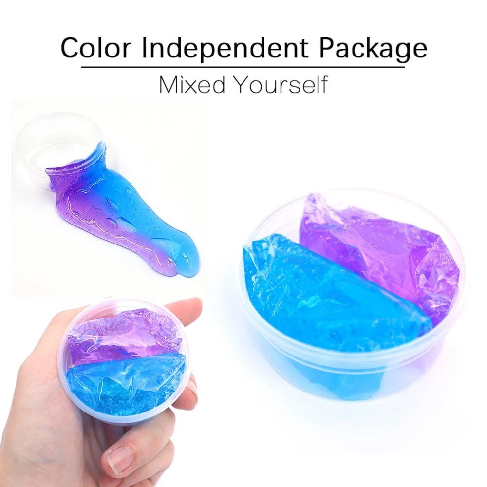 Color Matching Gradient Multicolor Crystal Mud Slime in a plastic box