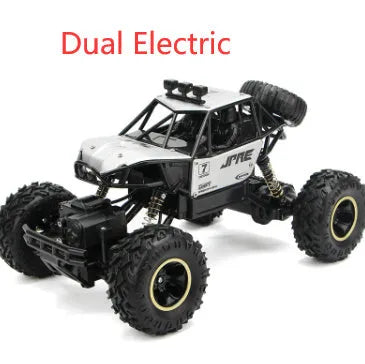 Four-wheel drive remote control car with 2.4G wireless controller on rough terrain