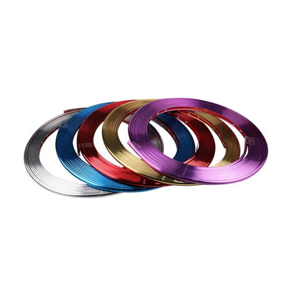 Electroplated purple wheel hub trim sticker roll measuring 10 cm wide