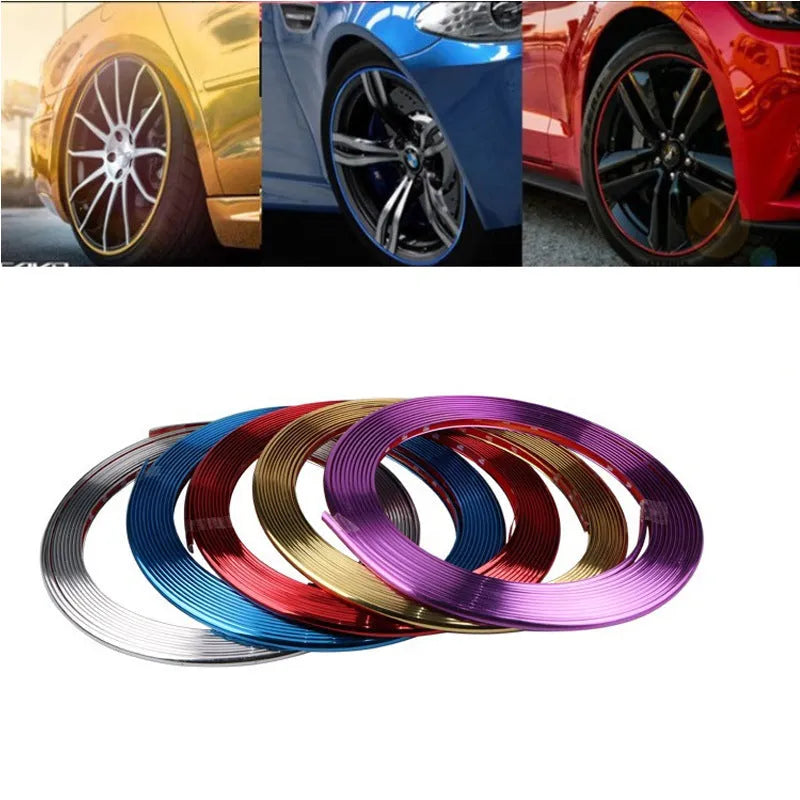 Electroplated purple wheel hub trim sticker roll measuring 10 cm wide