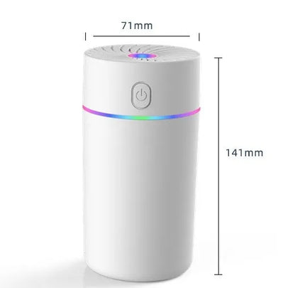Compact car USB humidifier with aromatherapy function showing water reservoir and control buttons