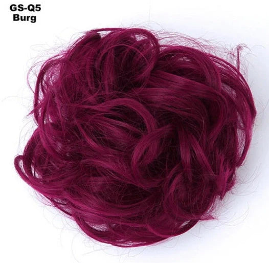 Hair ring wig in various colours from 1# to Burg, showing synthetic fibres and natural hairline for temporary styling