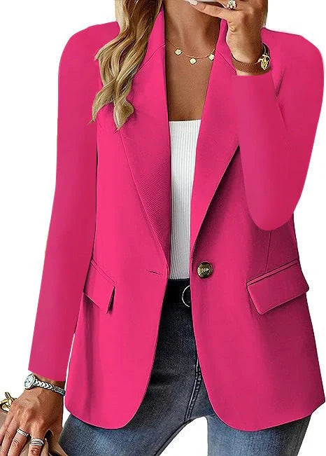 A stylish polyester cardigan jacket in a variety of solid colors, perfect for autumn wear.