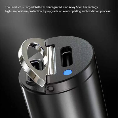 Mini 30W dual-port car cigarette lighter charger in black zinc alloy