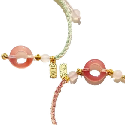 DIY woven watch band with peach blossom peace buckle in mixed materials