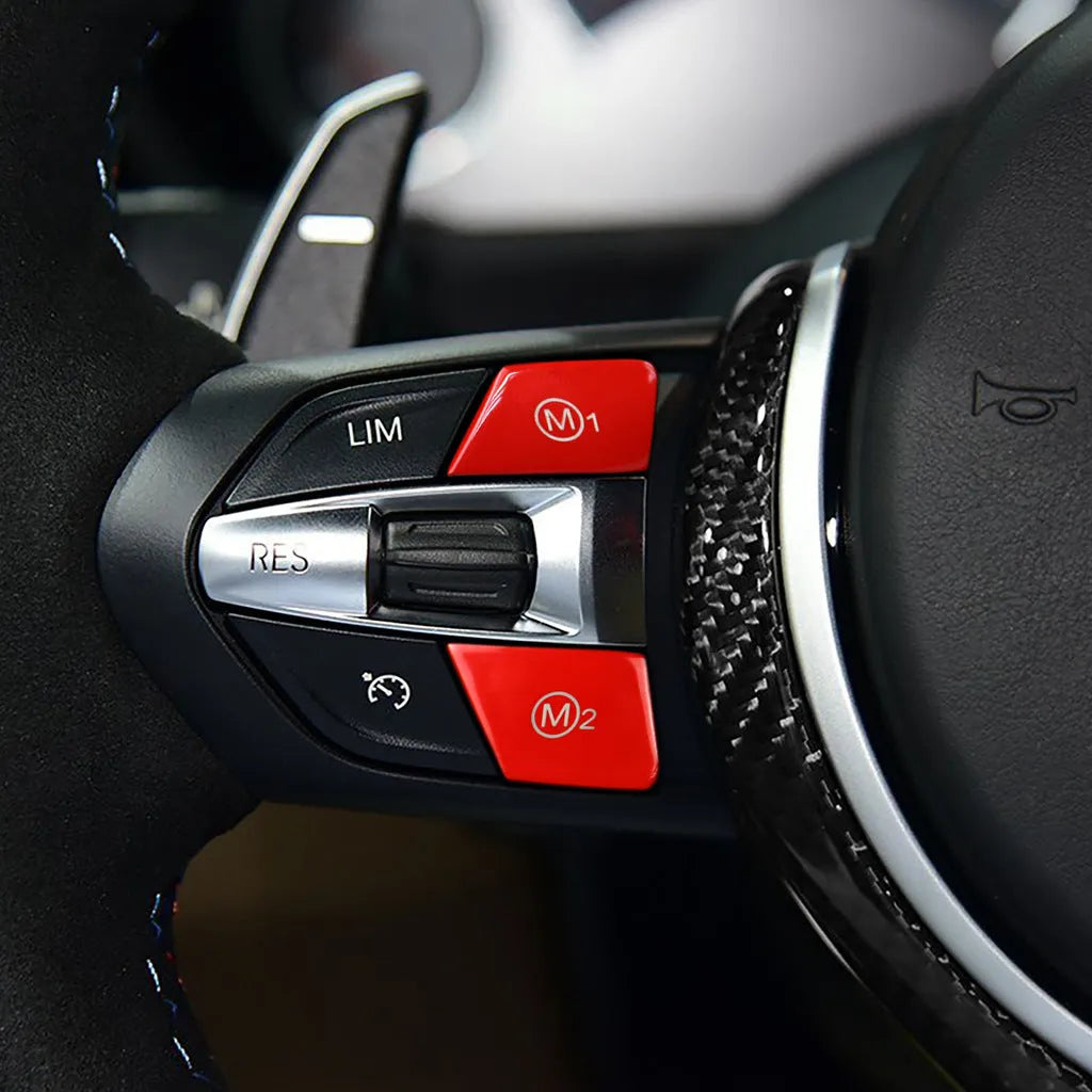 BMW steering wheel M1 M2 mode button accessories in red and blue colour options
