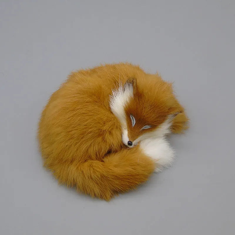 Artificial white fox fur decorative handicraft for car dashboard in red, white, or yellow colours.