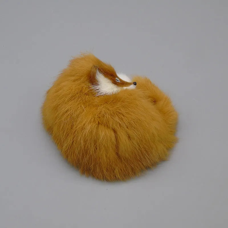 Artificial white fox fur decorative handicraft for car dashboard in red, white, or yellow colours.