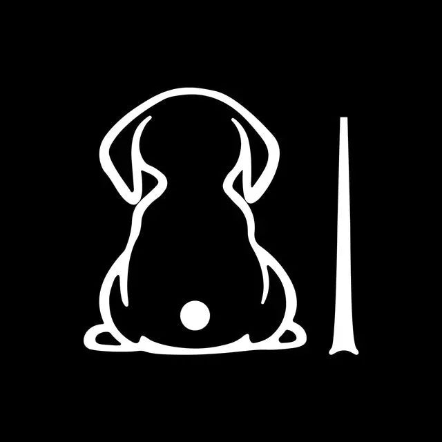 Car rear window sticker with cartoon cat pattern creating dog silhouette shadow effect