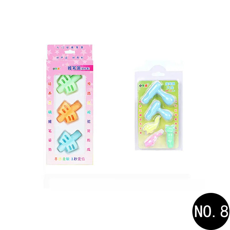 Cartoon-designed soft rubber pen holder for children to correct writing posture