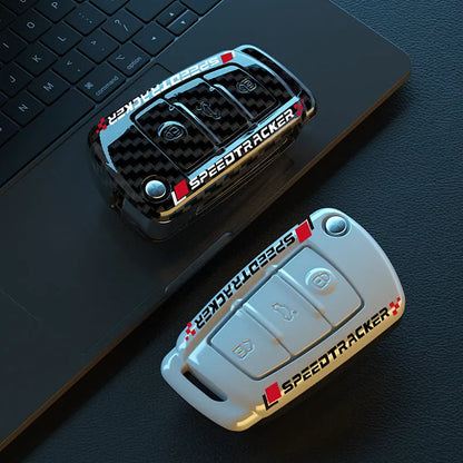 Carbon fibre style car key cover case with mirror finish in carbon pattern or white colour option