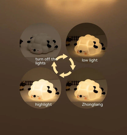 Adorable sheep-themed LED night light with adjustable brightness and 30-minute auto-off timer for kids' bedrooms