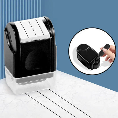 Plastic rectangular roller seal for English line teaching, shown in multiple colour options.