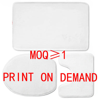 Custom 3D style bathroom set with flannel mats and toilet seat cover