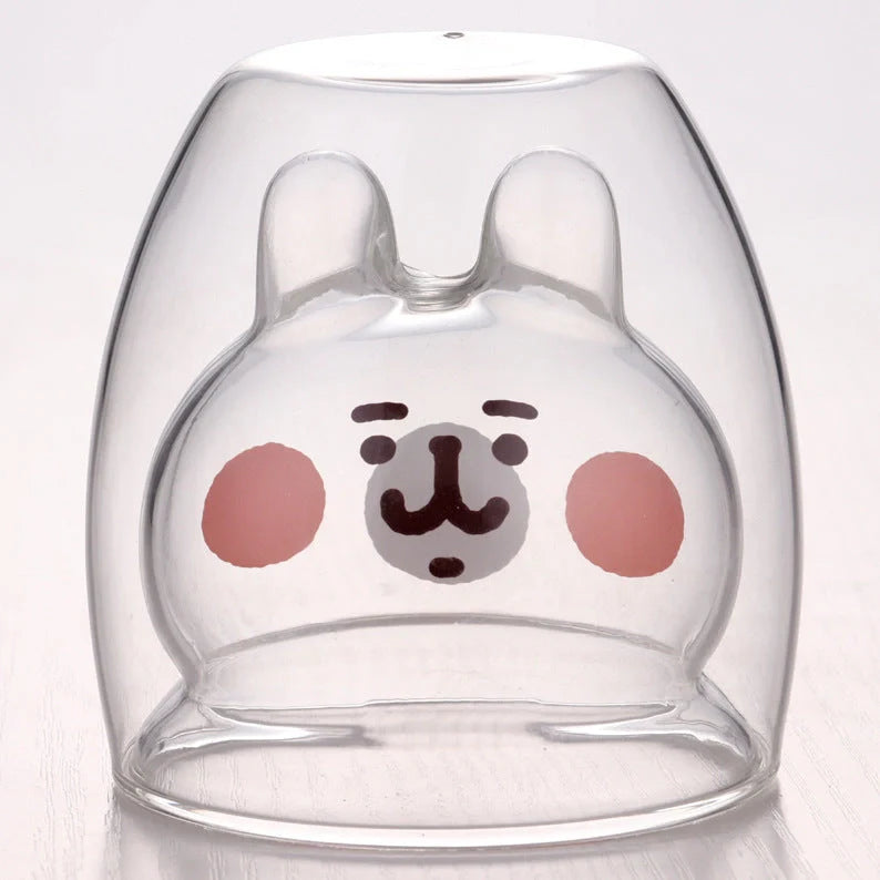3D double-layer panda cup with skull design for wine, featuring inner Christmas tree pattern