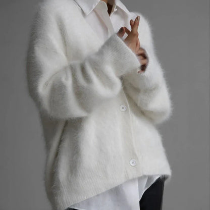 Stylish V-Neck Button-Up Cardigan Sweater in a variety of colors for women's casual and dressy outfits