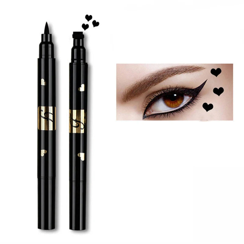 Double-headed seal eyeliner with unique five-pointed star, heart, and moon designs for precise makeup application