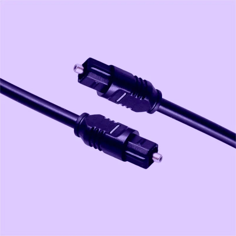 Black 2 metre Toslink digital optical audio cable with square connectors